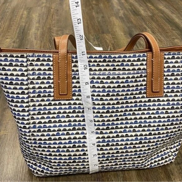 Fossil Stylish Blue and Brown Tote Bag 11x12” - Picture 4 of 13